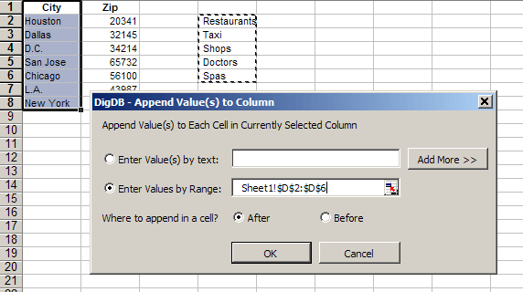Append value(s) to a column (before or after)