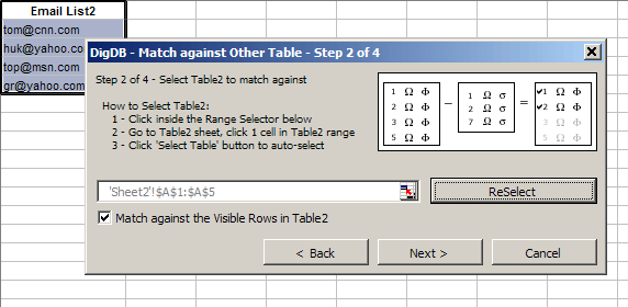 Match Tables (lists) by Columns in Excel