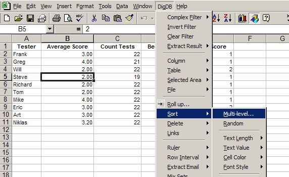 Excel sorting - multiple levels